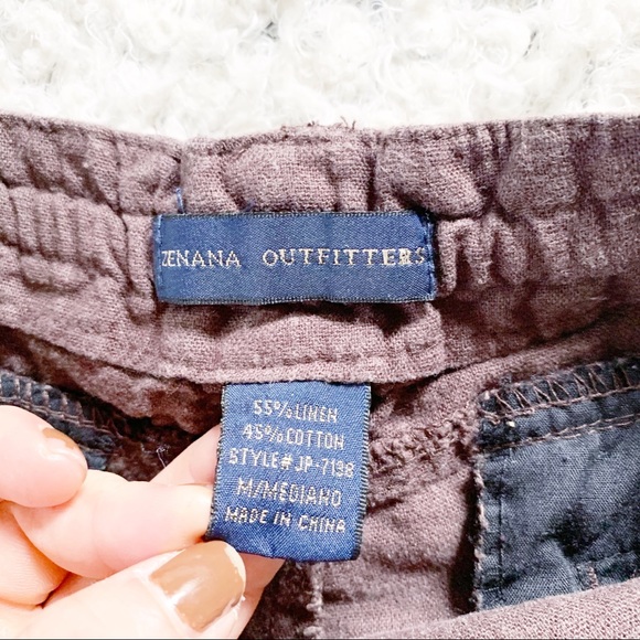 Zeanana Outfitters Brown Linen Drawstring Shorts - Picture 2 of 7